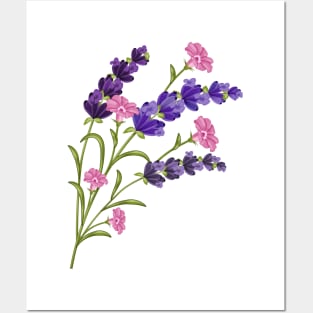 Lavender And Morning Glory Flowers Posters and Art